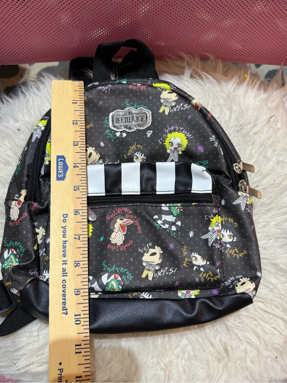 Beetlejuice Black Graphic Mini Backpack|Halloween black bag